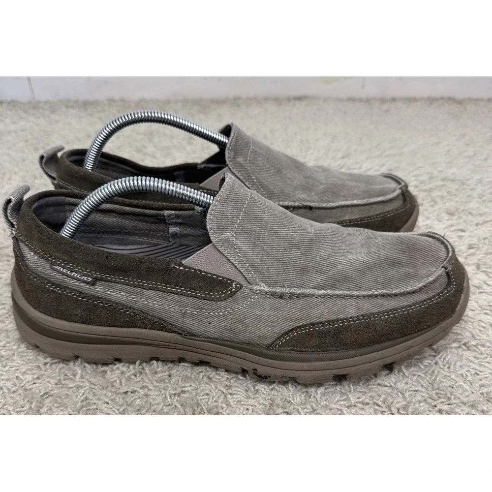 SKECHERS Relaxed Fit 63820 Taupe Memory Foam Slip On Shoes Loafers Mens 11.5‎